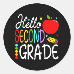 Sticker Rond Bonjour Équipe de 2e année de retour à l'école T