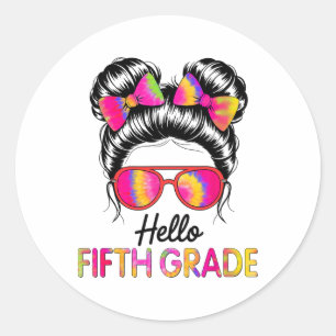 Sticker Rond Bonjour Équipe de filles de cinquième année Enseig