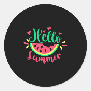 Sticker Rond Bonjour Été Watermelon été vacances été