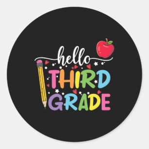 Sticker Rond Bonjour Étudiant de 3e année de retour à l'école