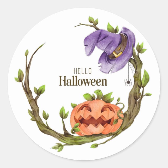 Sticker Rond Bonjour Halloween (Devant)
