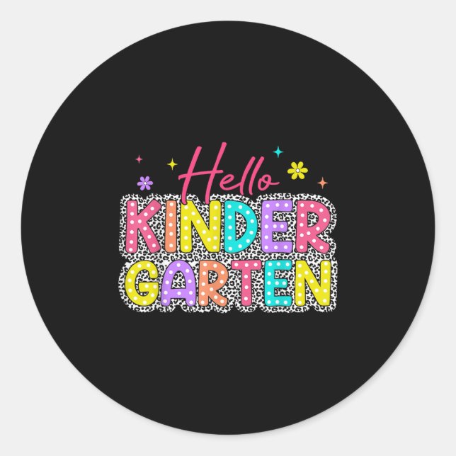Sticker Rond Bonjour jardin d'enfants Leopard Back School Educa (Devant)