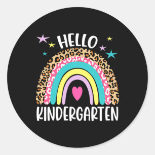 Sticker Rond Bonjour jardin d'enfants Rainbow premier jour reto