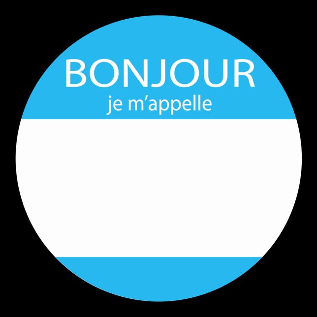 Sticker Rond Bonjour je m'appelle French hello tag (Créateur téléchargé)