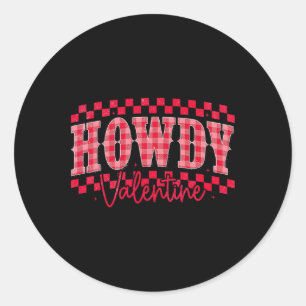 Sticker Rond Bonjour la Saint-Valentin Cowgirl occidentale femm