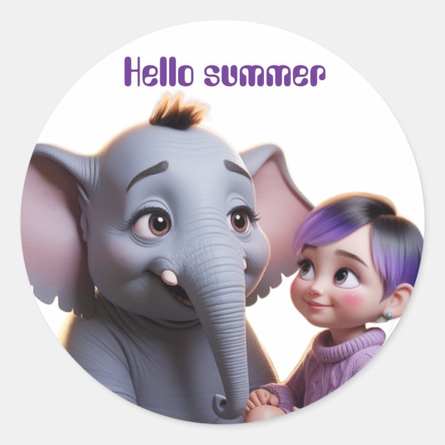 Sticker Rond Bonjour les vacances d'été (Devant)