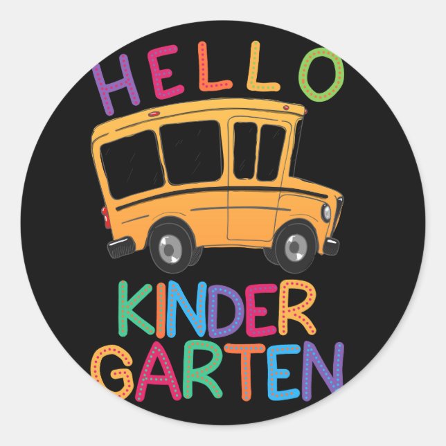 Sticker Rond bonjour maternelle chemise imprimer modèle école b (Devant)