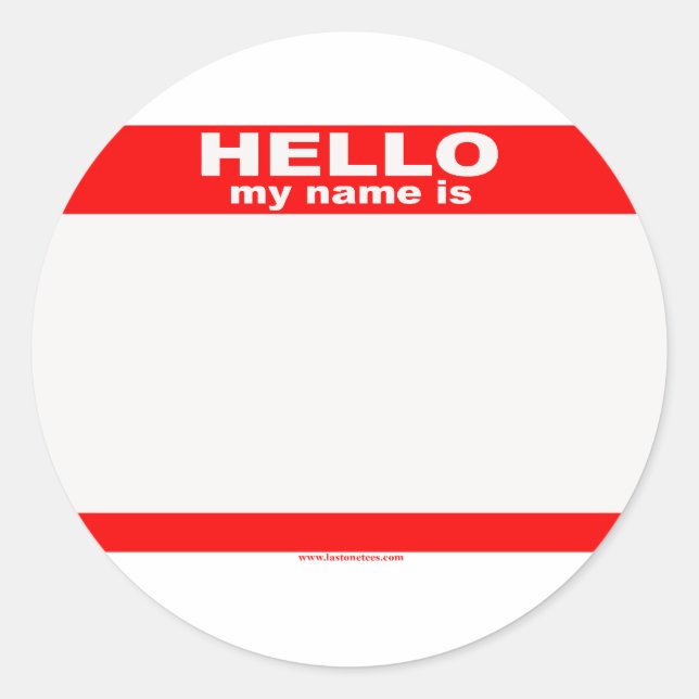 Sticker Rond Bonjour mon nom est BLANK (Devant)