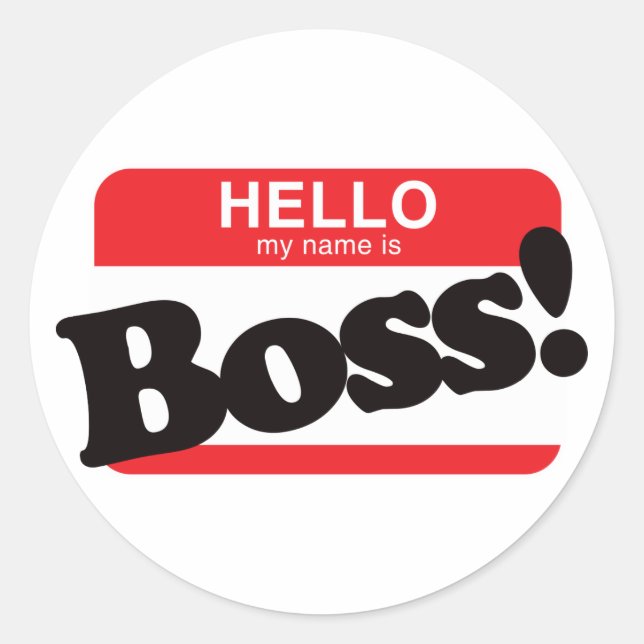 Sticker Rond Bonjour Mon Nom Est Boss (Devant)