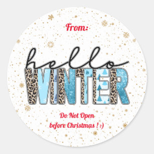 Sticker Rond Bonjour Personnaliser d'hiver