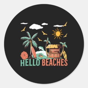 Sticker Rond Bonjour Plages Bonjour été Bien