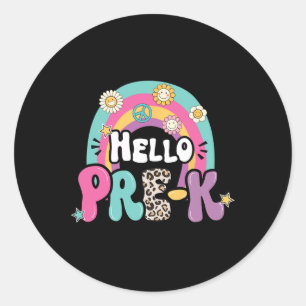 Sticker Rond Bonjour Pré-K Retour À L'École Enseignants Enfants