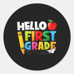 Sticker Rond Bonjour Première Année 1ère Année Retour à l'école