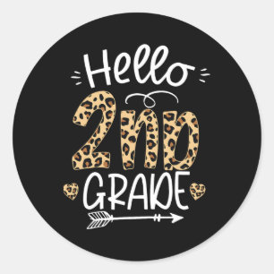 Sticker Rond Bonjour professeur de 2e année léopard Élèves Byck