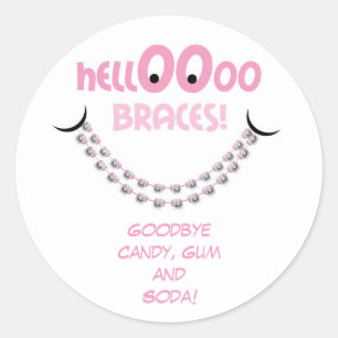Sticker Rond Bonjour rappel rose de patient d'orthodontiste de