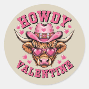 Sticker Rond Bonjour Saint-Valentin Vache Saint-Valentin Coquet