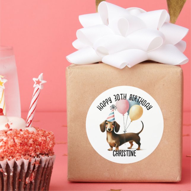 Sticker Rond bonjour saucisse chien dachshund amoureux des chie (Fête)