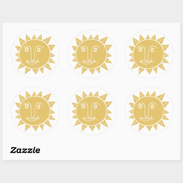 Sticker Rond BONJOUR SOLEIL SOLEIL JEU coloré (Feuille)