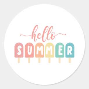 Sticker Rond Bonjour Summer Pastel Popsicles