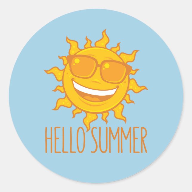 Sticker Rond Bonjour Summer Sun Avec Lunettes de soleil (Devant)