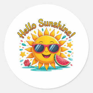 Sticker Rond Bonjour Sunshine 