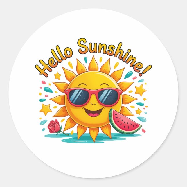Sticker Rond Bonjour Sunshine  (Devant)