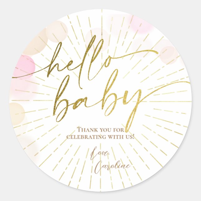 Sticker Rond Bonjour Sunshine Boho Moderne Happy Baby Girl Douc (Devant)