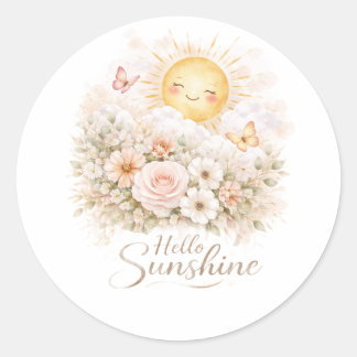 Sticker Rond Bonjour Sunshiny – Citation de soleil positif mign