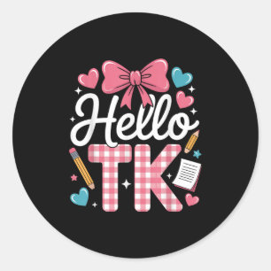 Sticker Rond Bonjour Tk Funny Mignonne Retour À L'École Ki Tran
