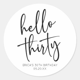 Sticker Rond Bonjour Trente Minimalistes 30e fête d'anniversair