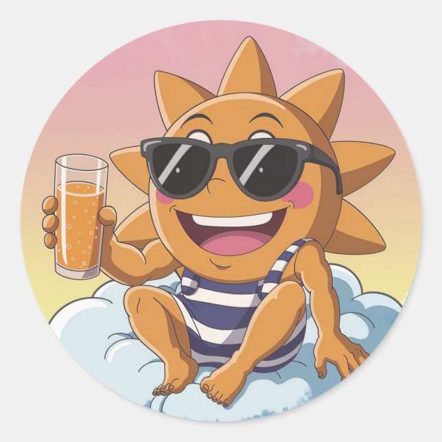 Sticker Rond Bonjour vacances d'été (Devant)