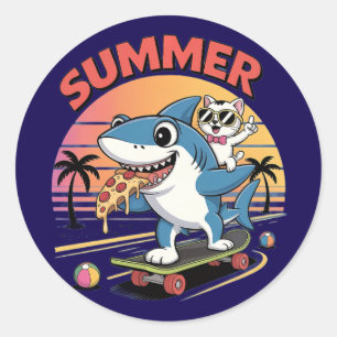 Sticker Rond Bonjour vacances d'été