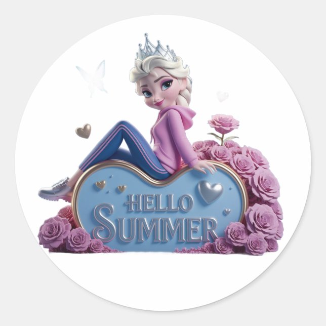 Sticker Rond Bonjour vacances d'été (Devant)
