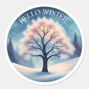 Sticker Rond Bonjour Winter Tree
