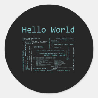 Sticker Rond Bonjour World Computer Programming Langues
