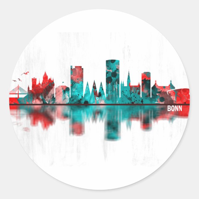 Sticker Rond Bonn Allemagne Skyline (Devant)