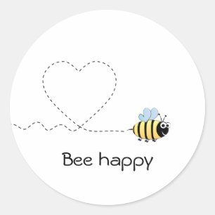 Sticker Rond Bonne abeille positive en amour caricature