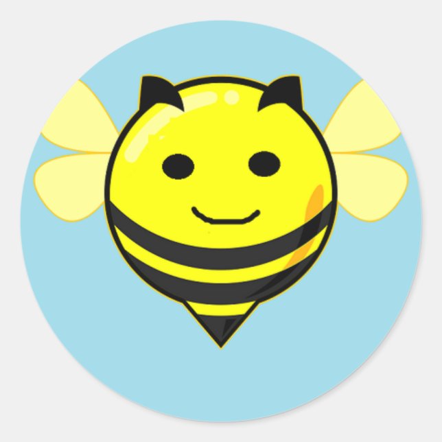 Sticker Rond Bonne abeille sur bleu (Devant)