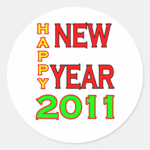 Sticker Rond Bonne année 2011 Vert-Rouge