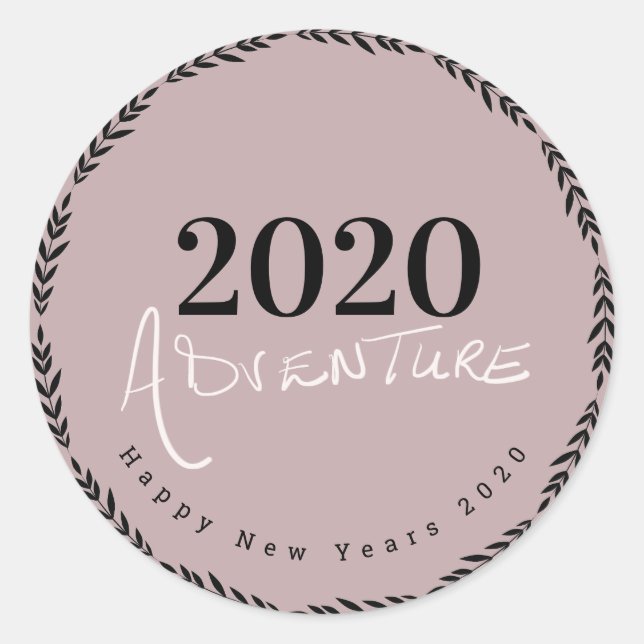 Sticker Rond Bonne année 2020 lettrage à la main script favori (Devant)