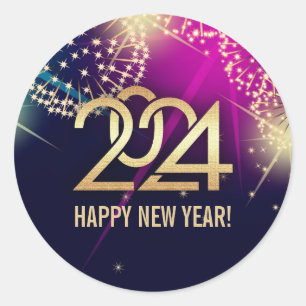 Sticker Rond Bonne année 2024. Feux