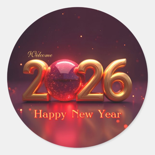 Sticker Rond Bonne année 2026 (Devant)