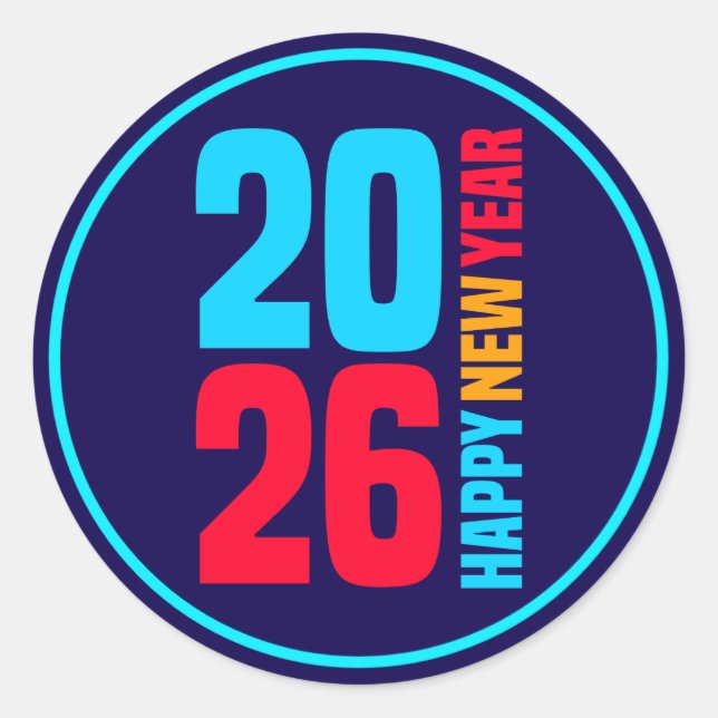 Sticker Rond Bonne année 2026-34568 (Devant)