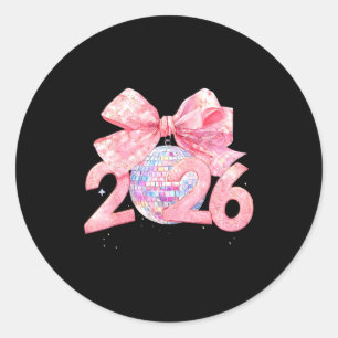 Sticker Rond Bonne Année 2026 Boule Disco Nk Coquette Arc Fam