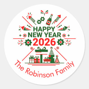 Sticker Rond Bonne année 2026 Célébration