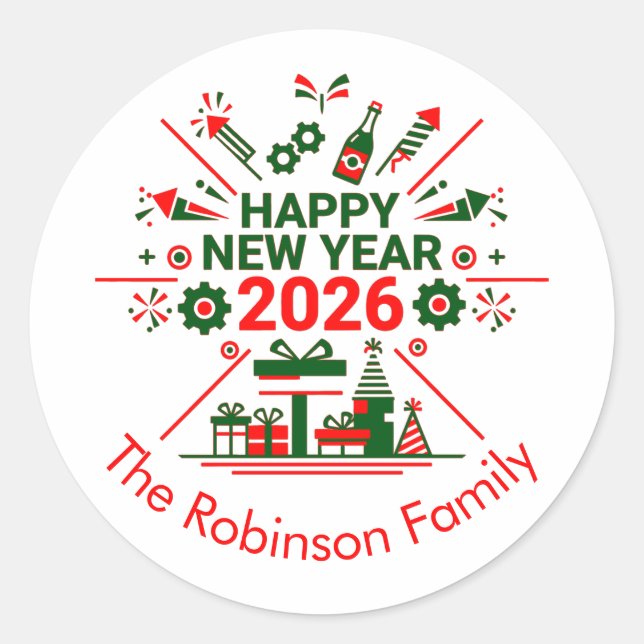 Sticker Rond Bonne année 2026 Célébration (Devant)