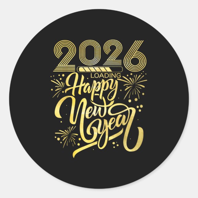 Sticker Rond Bonne année 2026 Fireworks Chargement (Devant)