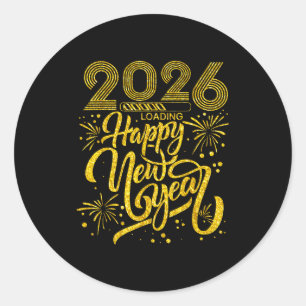 Sticker Rond Bonne année 2026 Nouvel An drôle Soirée du Nouvel