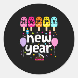 Sticker Rond Bonne année 2026 Nouvel An Soirée Enfants Filles