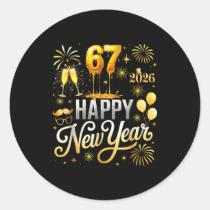 Sticker Rond Bonne année 2026 Soirée du Nouvel An 67 Six Sept
